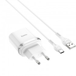 СЗУ Hoco C12Q Smart QC3.0 single USB 18W 3A with Type-C cable White